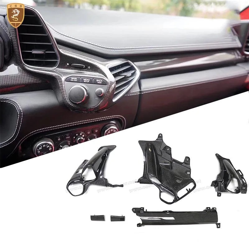 For Ferrari 458 OEM Replement Instrument Panel Air Conditioning Cover Trims Dry Carbon Fiber Interior Decoration Accessories 1 Set