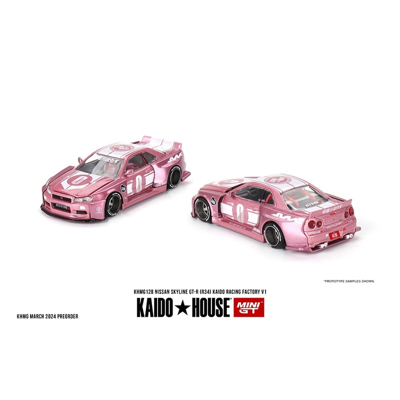MiniGT X Kaido House 1:64 Nissan Skyline GT-R (R34) Kaido Racing Factory V1  Pink