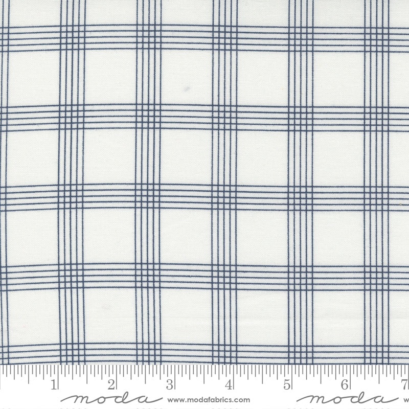 Nantucket Summer Collection Plaid Cotton Fabric 55262 Cream Navy