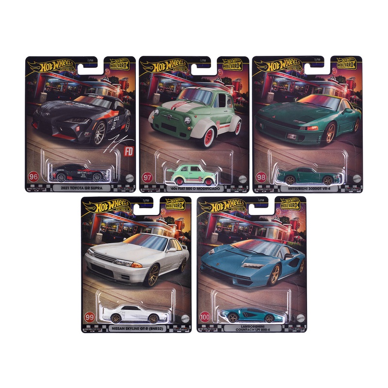 “Boulevard 96-100” 5 piece Set “Premium” 2024 Series Diecast Model Cars by Hot Wheels