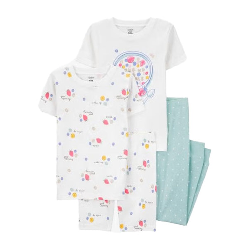 Girls’ 4-Piece Short-Sleeve Breakfast Cereal Pajama Set 3S902910 5
