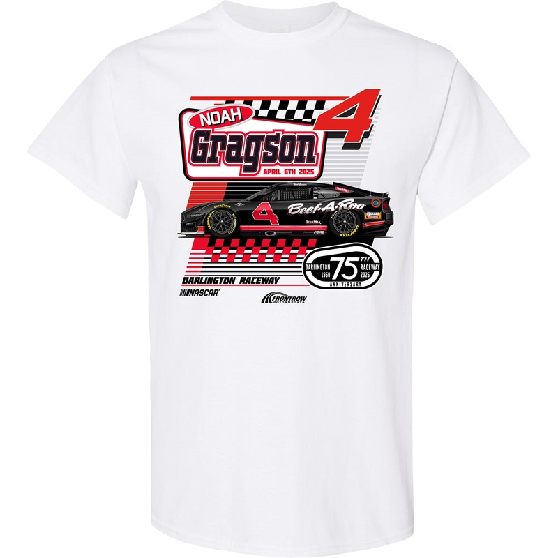 Noah Gragson 2025 Darlington Throwback to Dale Earnhardt Jr Car T-Shirt White L