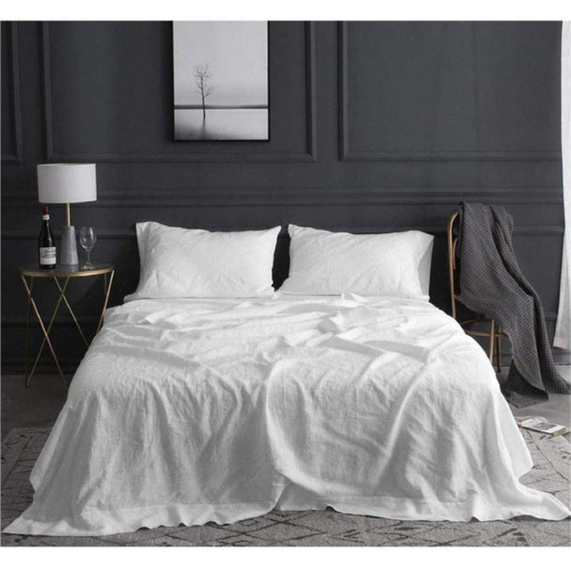 Vintage Washed Microfiber Sheet Set White TWIN 4-piece