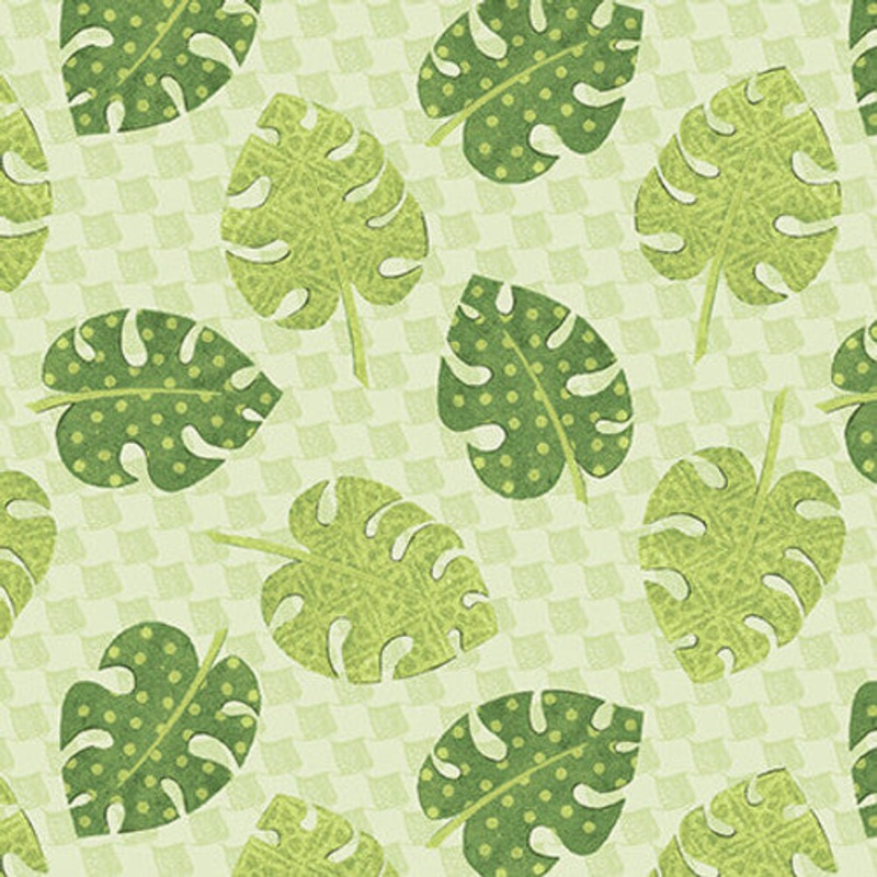 At The Zoo Collection Tossed Leaves Cotton Fabric 6606-66 Green
