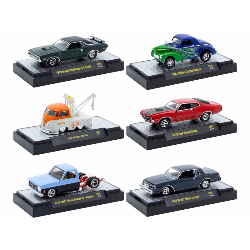 “Auto-Thentics” 6 piece Set Release 96 IN DISPLAY CASES Limited Edition 1/64 Diecast Model Cars by M2 Machines
