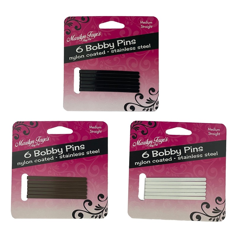 Stay-Put 6-Pack Coated Medium Straight Bobby Pins White