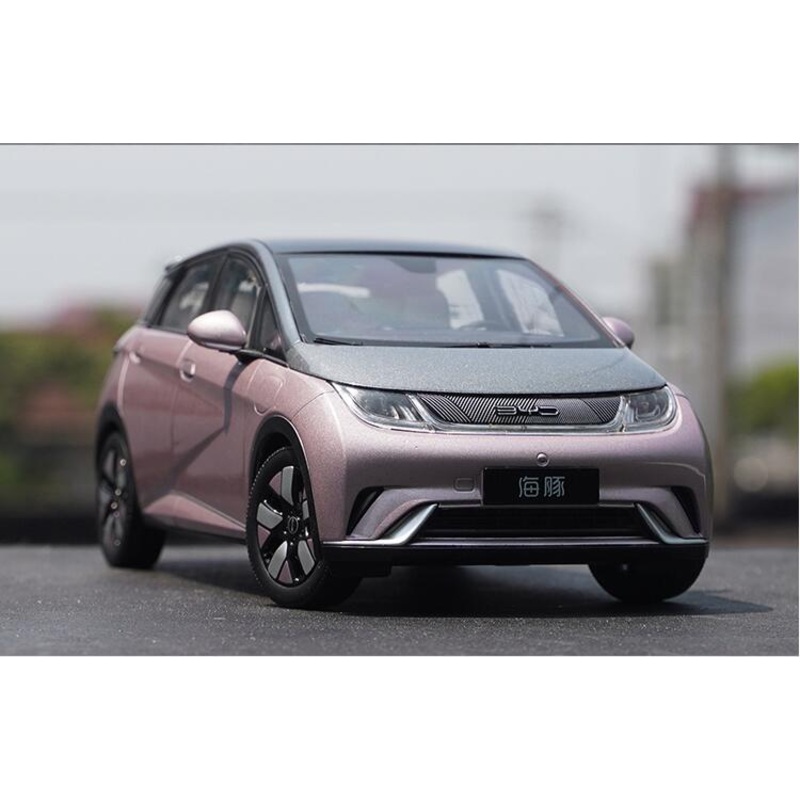 1:18 original factory BYD dolphin 2021 pure electric car model alloy simulation model, pink car model