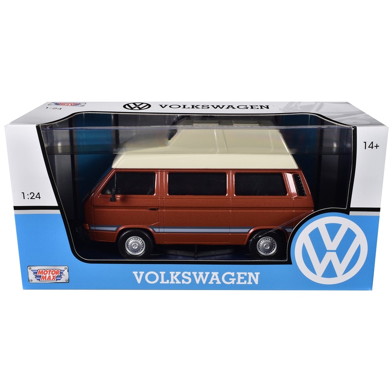 Volkswagen Type 2 (T3) Camper Van Brown Metallic with Cream Top 1/24 Diecast Model Car by Motormax