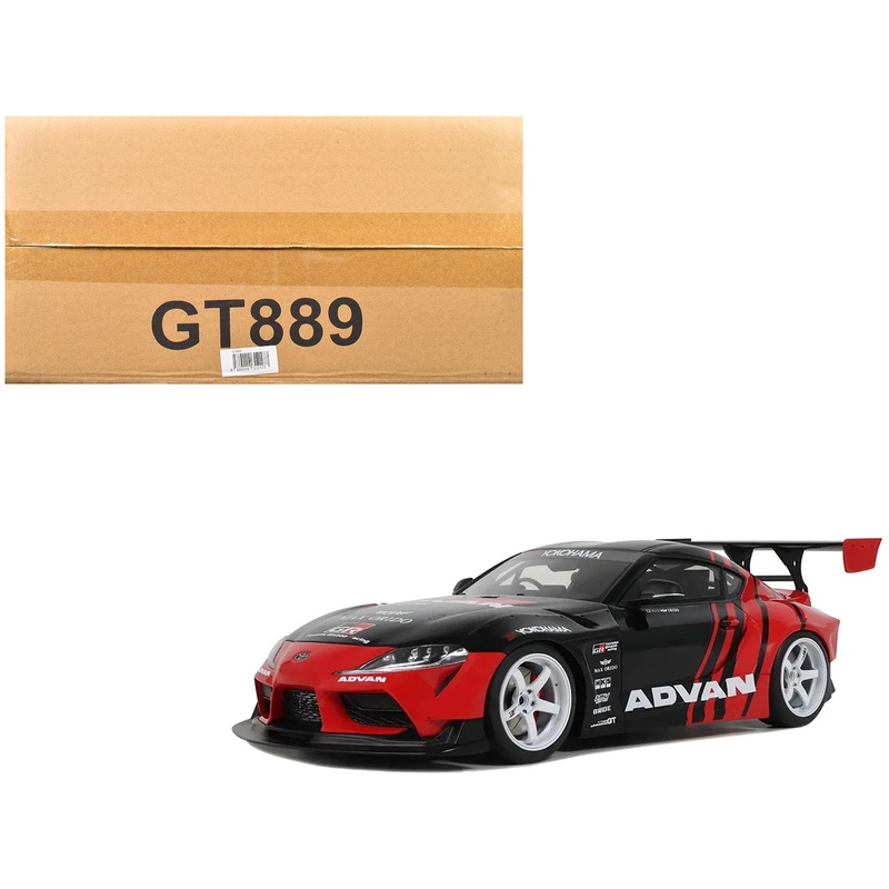 2020 Toyota Supra GR RHD (Right Hand Drive) “Advan” Black and Red 1/18 Model Car by GT Spirit
