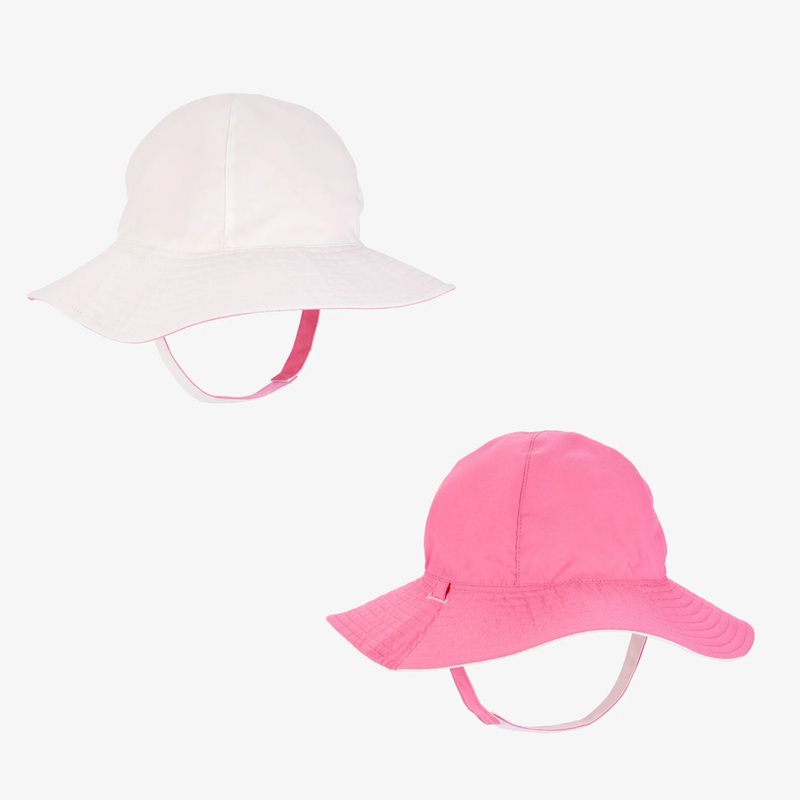Baby Girls’ Pink & White Reversible Swim Hat S519510 0-9MO