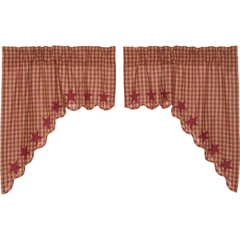 Burgundy Star Curtains 20229 Swag Pair 36x36x16″