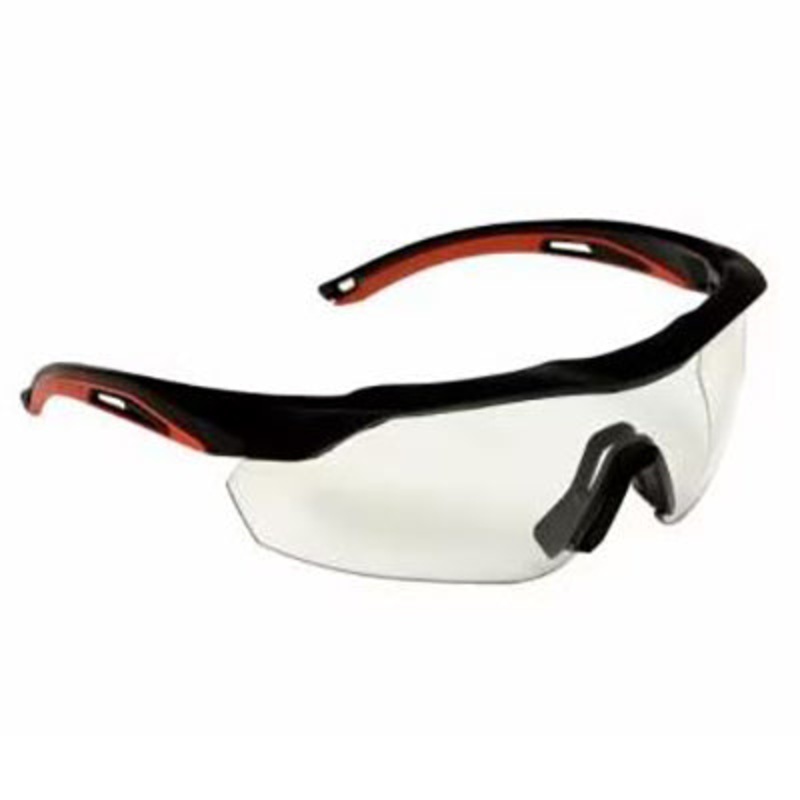 Performance Safety Eyewear 4709 Clear Lens, Red/Black Frame