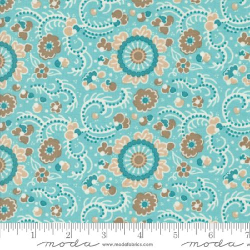 Sunday Brunch Collection Blintz Floral Cotton Fabric 30751 Aqua