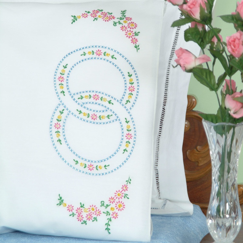 Wedding Rings Perle Edge Pillowcases 1600-20