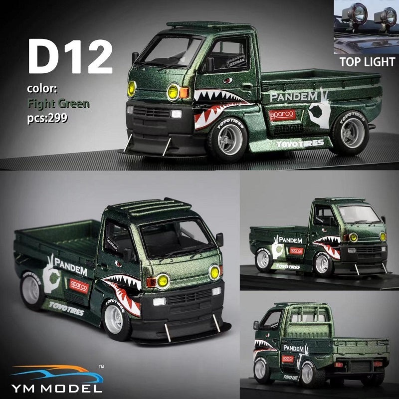 YM Model 1:64 Suzuki Carry Hoonigan D12 Rocket Bunny Widebody Pick-up Truck – Metallic Green