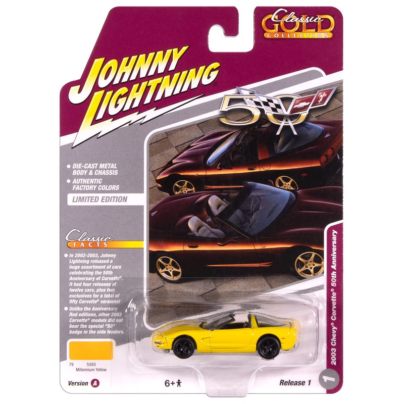 “PRE-ORDER” Johnny Lightning Classic Gold 2003 Chevy Corvette 50th Anniversary (Millennium Yellow) 1:64 Scale Diecast (DUE OCTOBER 2025)