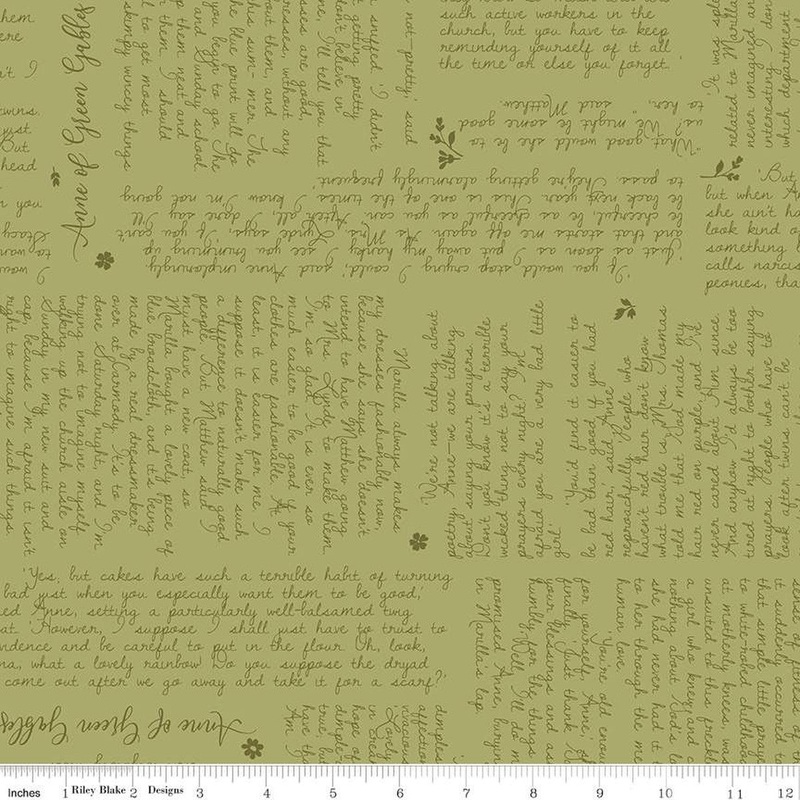Anne of Green Gables Collection Text Cotton Fabric C13852 Fern