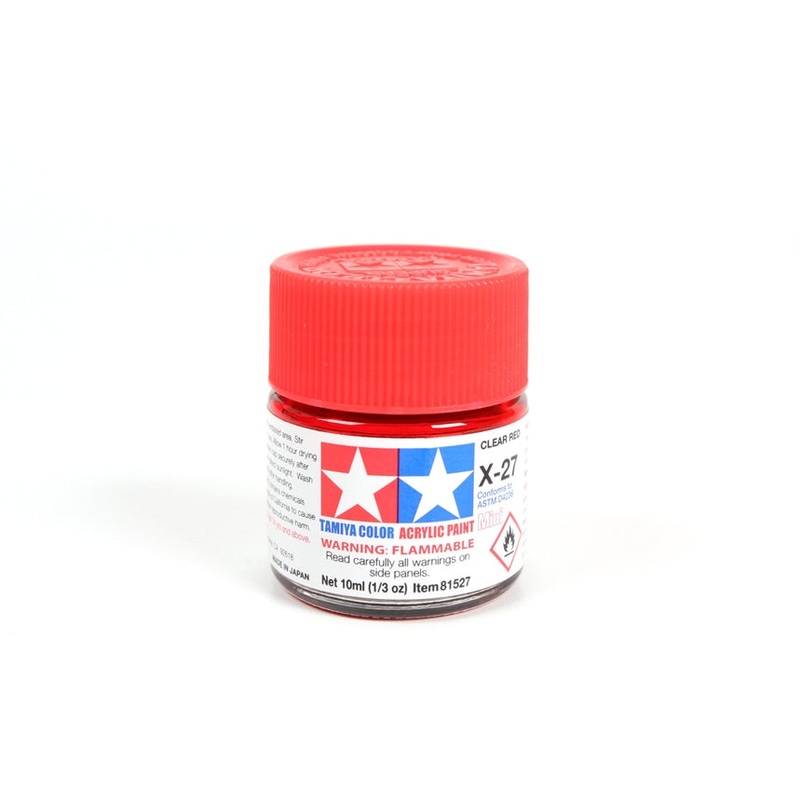 Tamiya Acrylic Mini X27, Clear Red 10ml Bottle