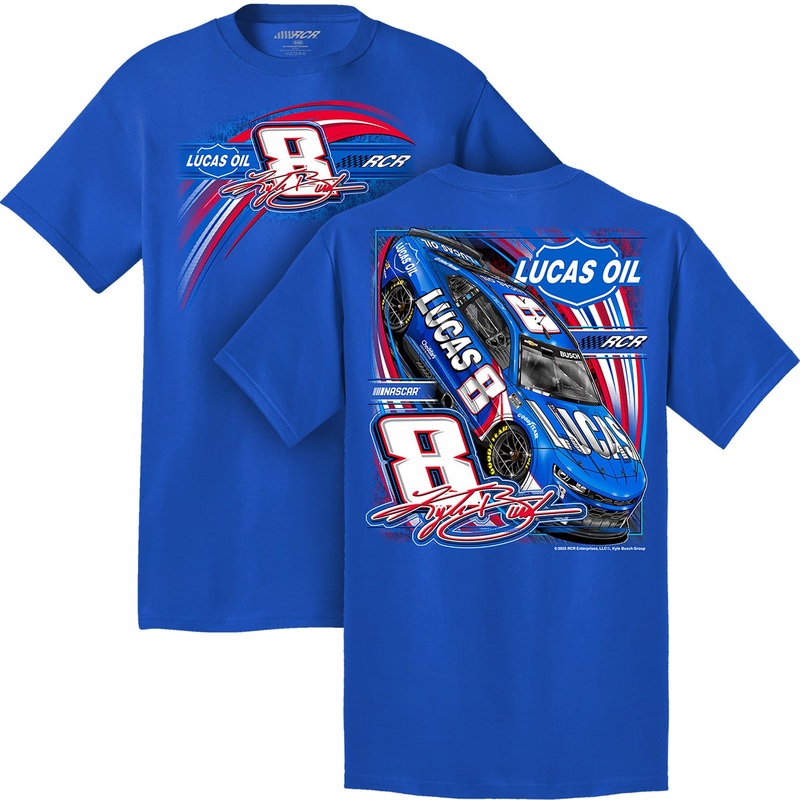 Kyle Busch 2025 Lucas Oil #8 Royal 2-Spot T-Shirt Blue L