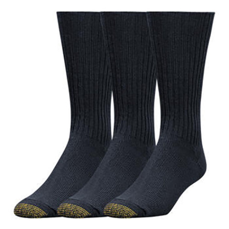 3-Pack Men’s Cotton Fluffies Crew Socks 633S Black