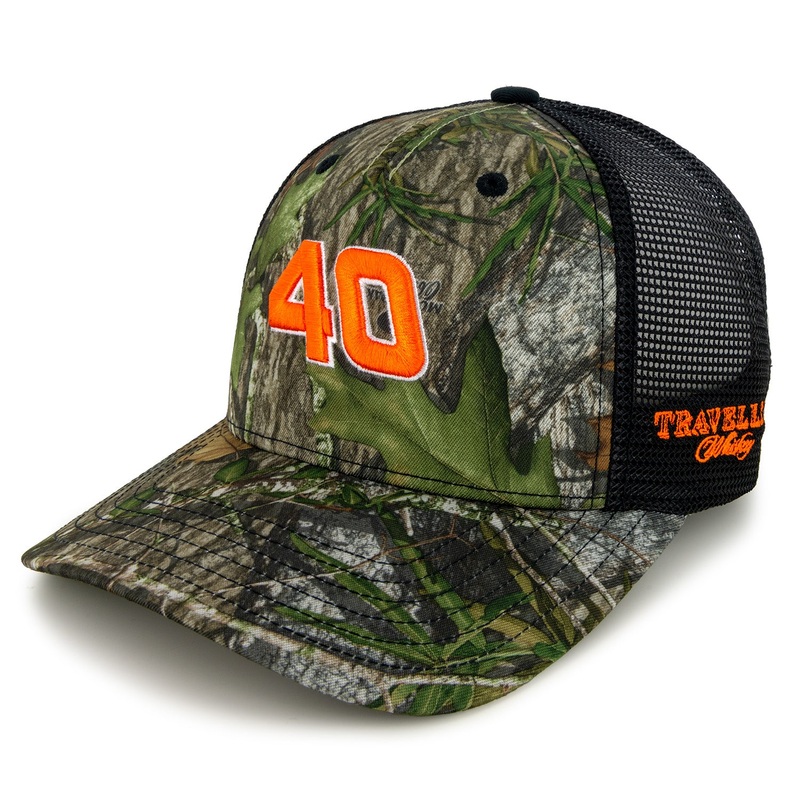 Justin Allgaier 2025 Traveller Whiskey #40 JR Motorsports Camo Snapback Mesh Hat Adult