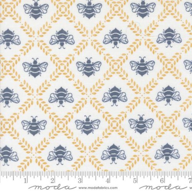 Sun Drenched Collection Gathering Honey Cotton Fabric 43204 White