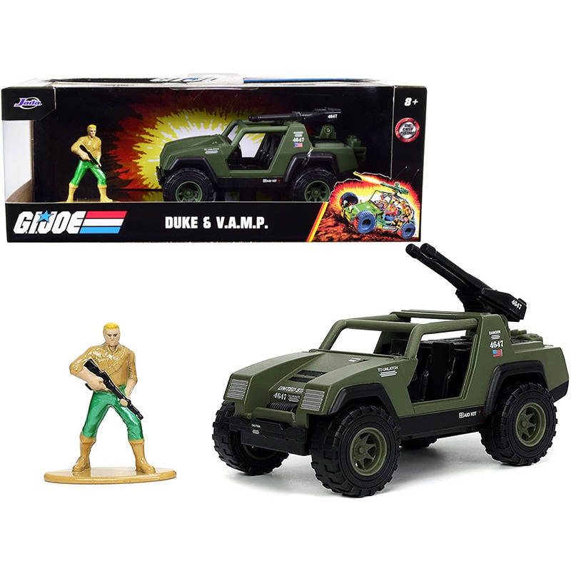 V.A.M.P. Olive Green and Duke Diecast Figurine “G.I. Joe” “Hollywood Rides” Series 1/32 Diecast Model Car by Jada
