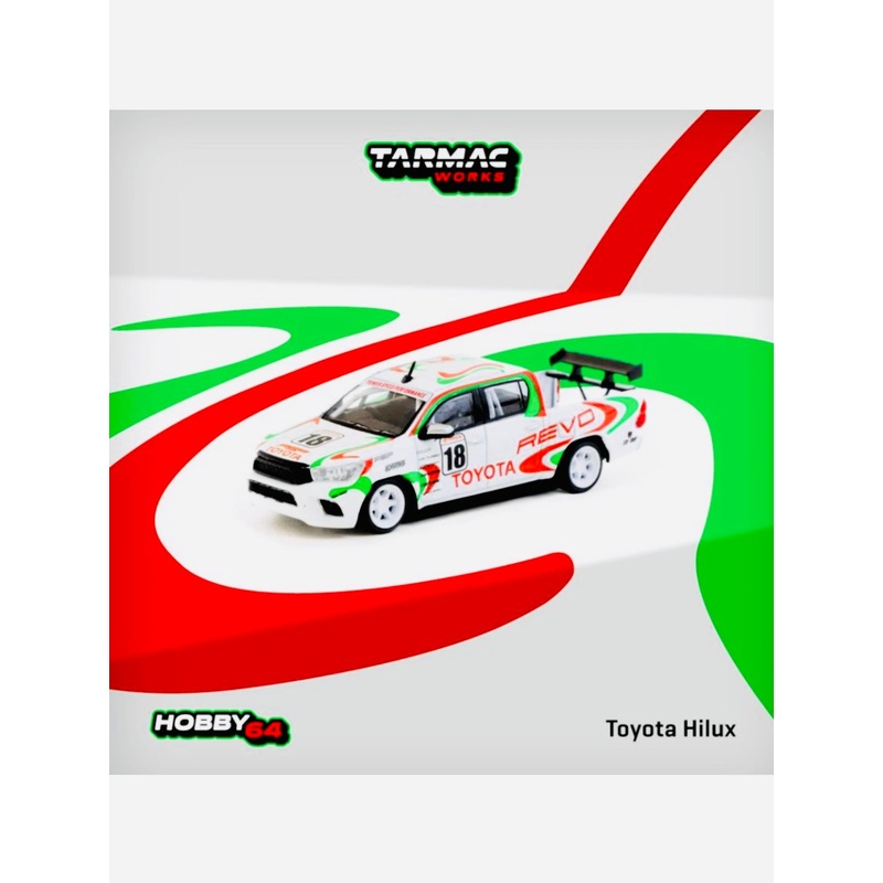 Tarmac Works Factory Sealed Hobby 64 Toyota Hilux Racing #18 White W/ Graphics
