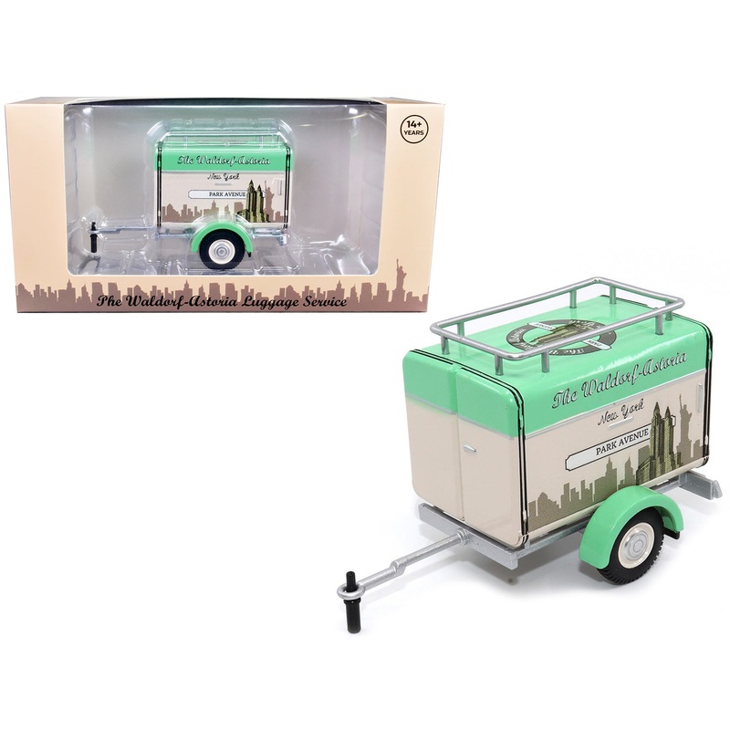 Travel Trailer Beige with Light Green Top “The Waldorf-Astoria Luggage Service New York – Park Avenue” 1/24 Diecast Model Car by Motor City Classics
