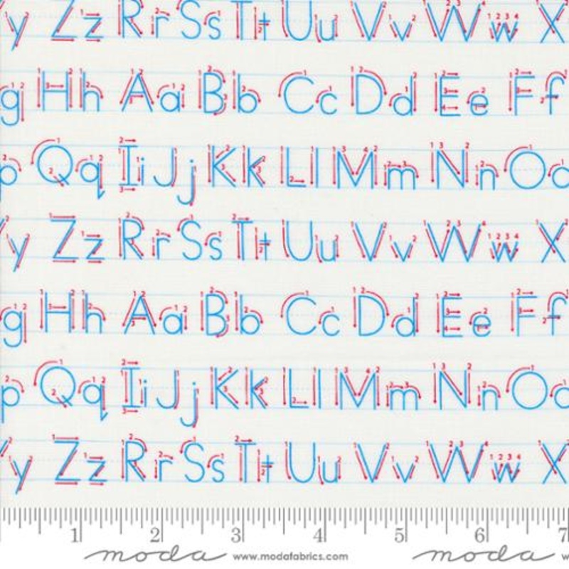 Back to School Collection Writing Letters Cotton Fabric 20895 White