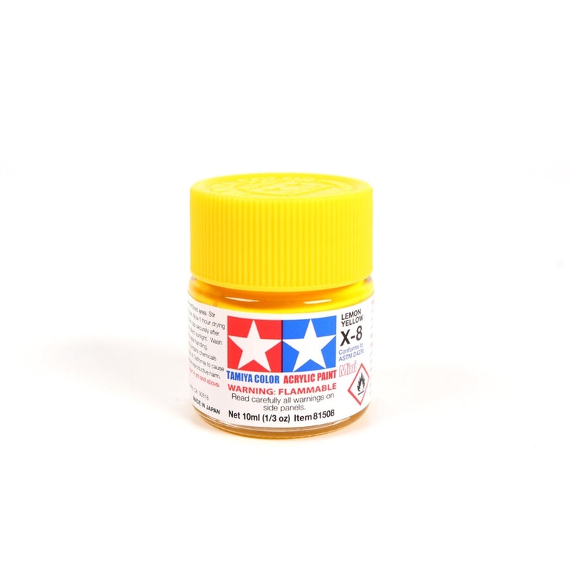 Tamiya Acrylic Mini X8, Lemon Yellow 10ml Bottle