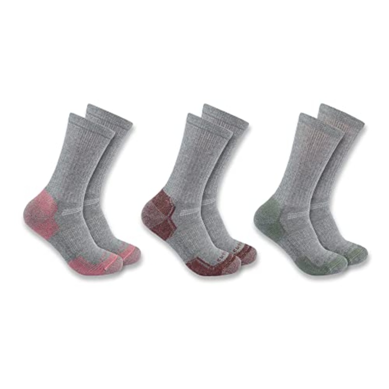 Women’s Midweight Cotton Blend Crew Socks SC2823 Pack of 3 Pairs Gray Medium