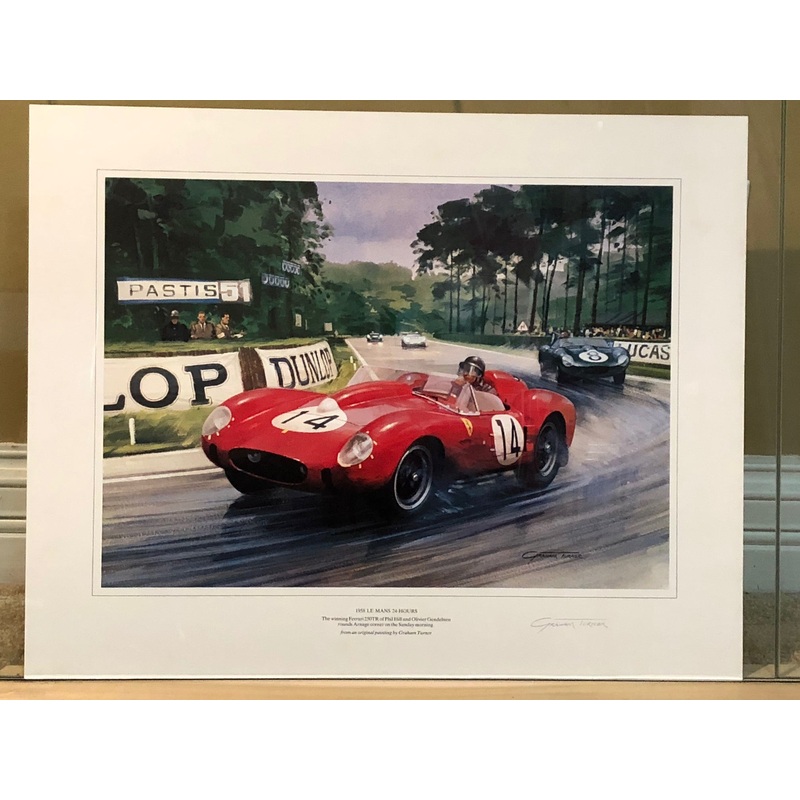Ferrari 250 TR of Hill & Gendebien Le Mans 1958 Winners by Graham Turner – Signed