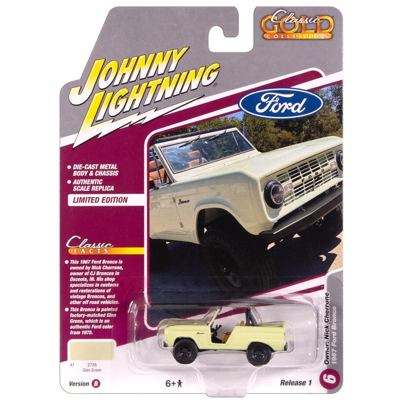 “PRE-ORDER” Johnny Lightning Classic Gold 1967 Ford Bronco (Glen Green) 1:64 Scale Diecast (DUE OCTOBER 2025)