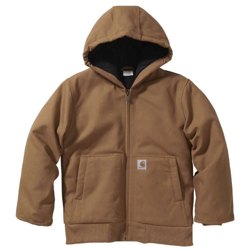 Boys Flannel-Lined Active Duck Jacket CP8545 Carhartt Brown XXSmall-4/5