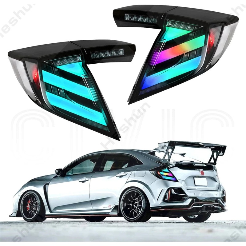 Taillights For Honda Civic Hatchback/Type R 2016-2022 FK7 FK8 10th Gen Tail Lamp Rear Fog Light LED Sequential Signal Assembly RGB CHINA