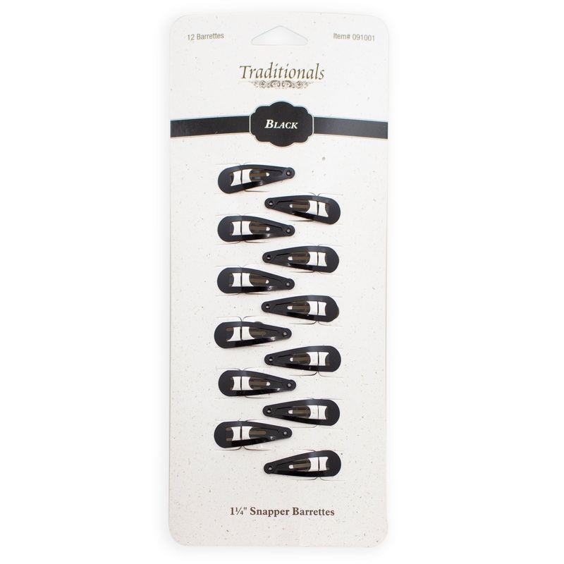 Snapper Barrettes 1.25-inch 091001 12 count Black