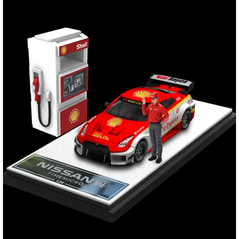Time Micro 1:64 Shell Nissan GT-R With Figure & Gas Pump