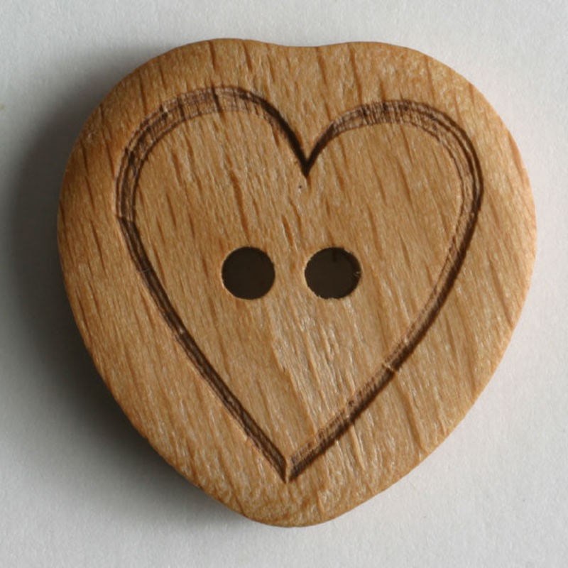 Wooden Heart Button 1051 5/8 inch