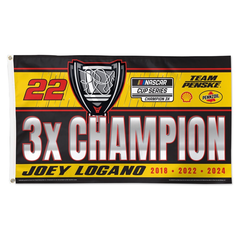 Joey Logano NASCAR 3X Champion On-Track Victory 3×5 Flag