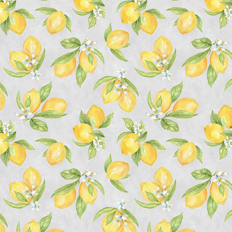 Zest for Life Collection Lemon Toss Cotton Fabric 19155 Gray