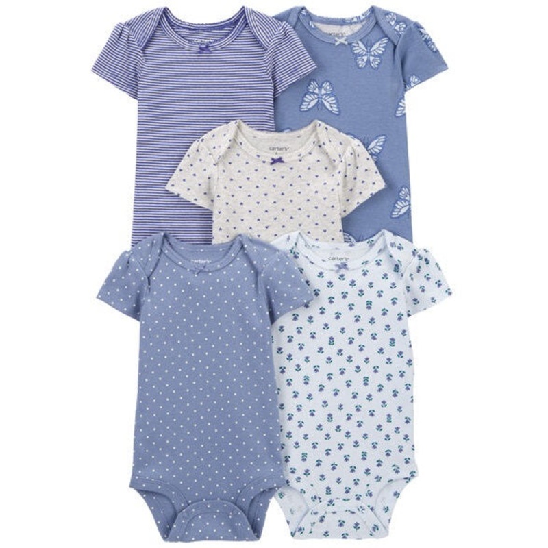 Baby Girls’ 5-Pack Butterfly Short-Sleeve Body suits 1R036110-999 Newborn