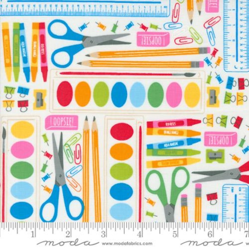Back to School Collection School Supplies Cotton Fabric 20891 Blue