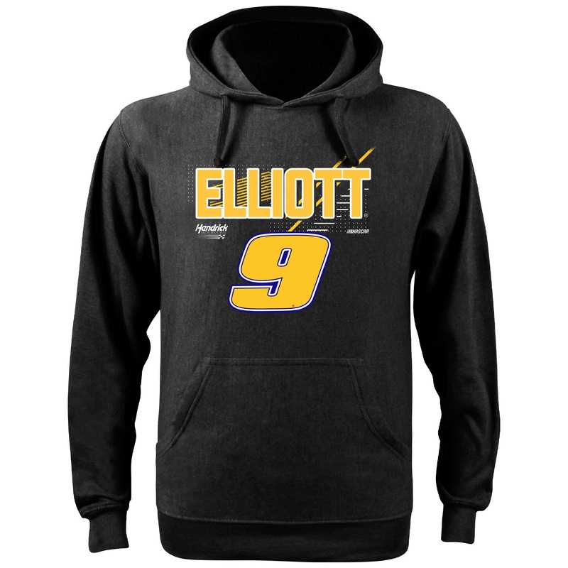 Chase Elliott Name and #9 Outerwear Hoodie Sweatshirt Charcoal Gray M