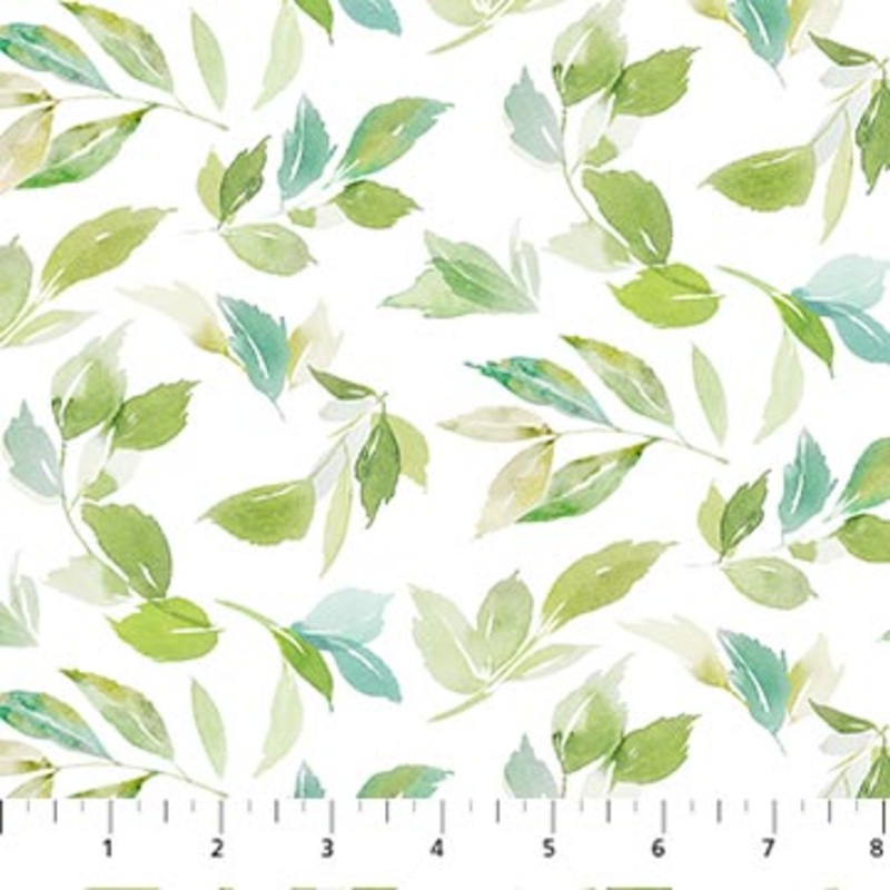 Sweet Surrender Collection Leaf Toss Cotton Fabric 26951 White