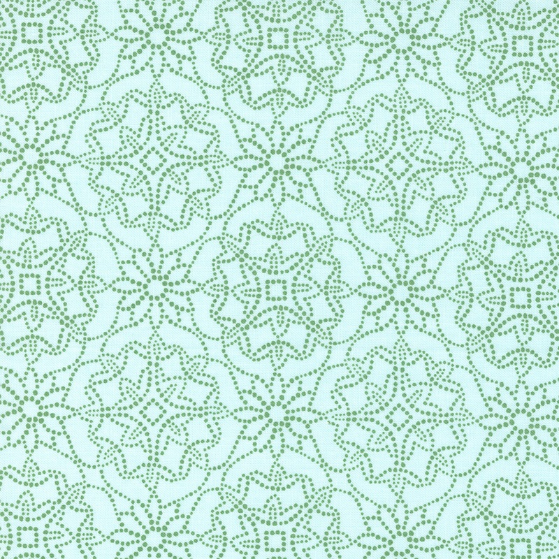 Sunflowers in My Heart Collection Geometric Cotton Fabric 27322 Aqua