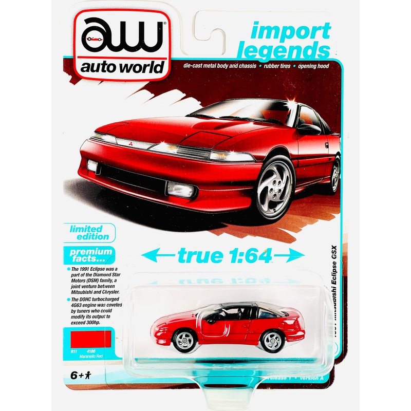 Auto World Import Legends 1991 Mitsubishi Eclipse GSX Maranello Red