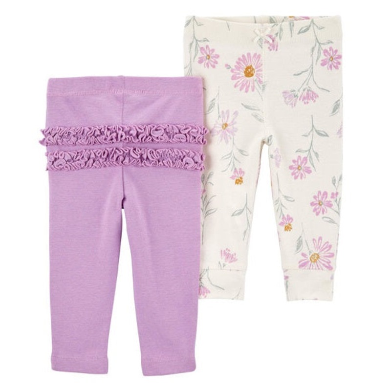 Baby Girls’ 2-Pack Purple Floral Leggings 1R037510-500 Newborn