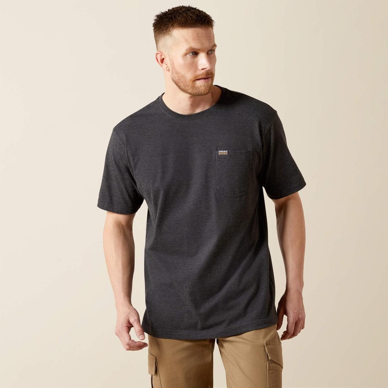 Men’s Rebar Cotton Strong Standard Pocket T-Shirt 1005451 Charcoal Heather Small