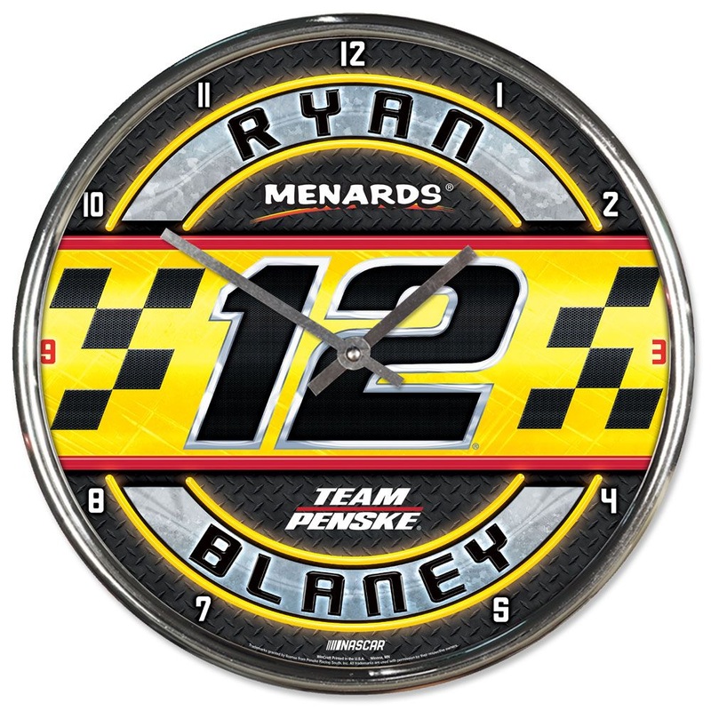 Ryan Blaney 2025 Menards #12 Chrome Wall Clock